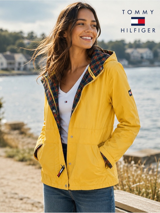 Tommy Hilfiger Jackets & Blazers - Tommy Hilfiger Yellow Zipper and Snap Jacket with Hood